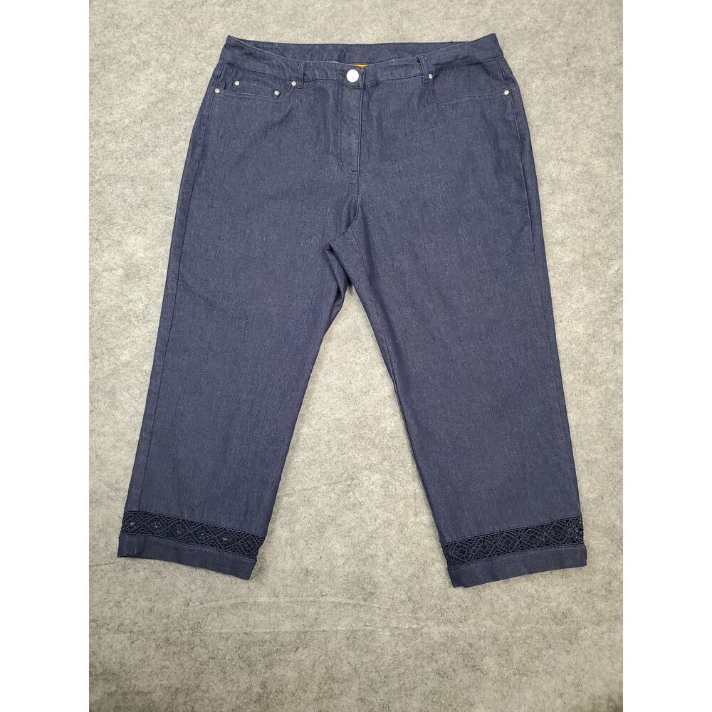 Women's Ruby Rd. Petite 12 Denim Cropped Pants Lace Details